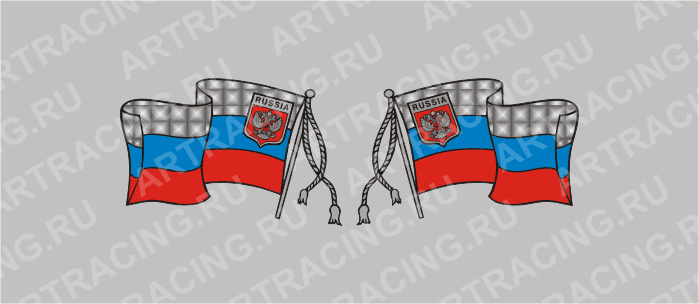 автознак "RUS"- флаг с кисточкой  голографический, малый
