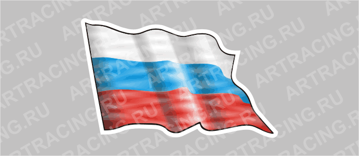 автознак "RUS"- флаг развевающийся гологр., средний