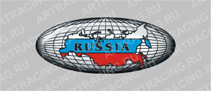 наклейка эллипс  (полимер) "Россия" (Карта) 78х35мм, Арт рэйсинг