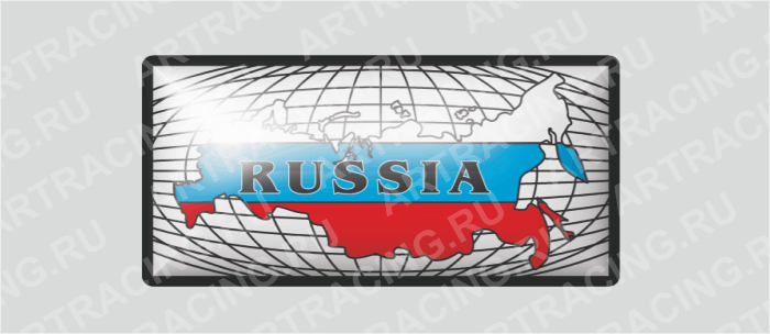наклейка прямоугольник  (полимер) "Россия" (Карта), 3 цвета 80х40мм, Арт рэйсинг