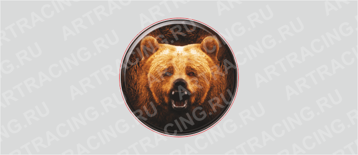 наклейка цветная круг 50х50 мм (Медведь), полимер, Арт рэйсинг