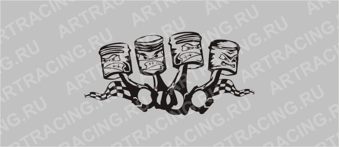 наклейка "4 поршня"300*150, (плоттер)