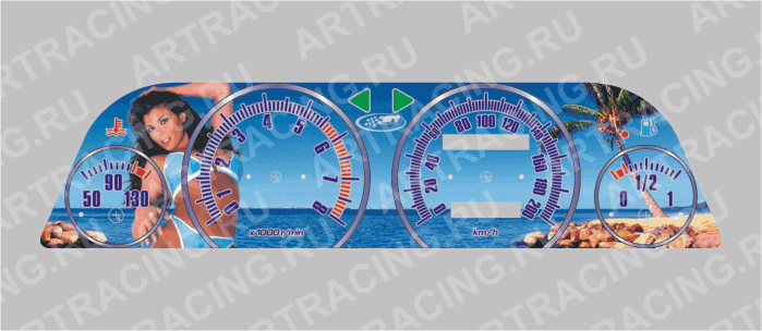 вставка в панель приборов  ВАЗ 2110 -  2112 (механика, 2 окна), девушка - пляж
