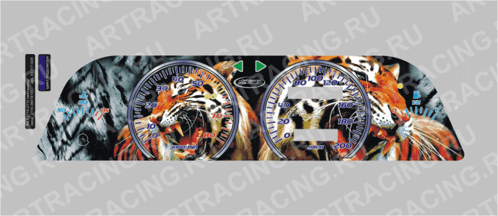 вставка в панель приборов  ВАЗ 2110 -  2112 (механика, 2 окна), тигр-хищник