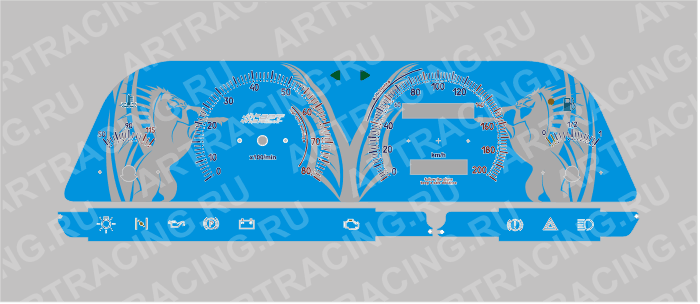 вставка в панель приборов  ВАЗ 2110 -  2112 (механика, 2 окна)  узор - мустанг (10 цветов)