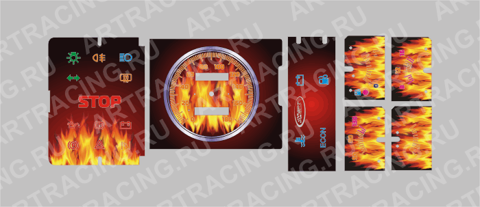 вставка в панель приборов  ВАЗ 2108-21099 (низкая панель), огонь, подсв. красн