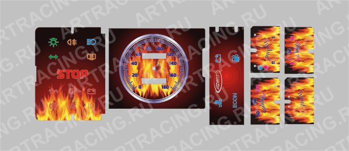 вставка в панель приборов  ВАЗ 2108-21099 (низкая панель), огонь, подсв. син