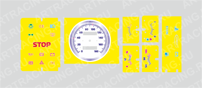вставка в панель приборов  ВАЗ 2108-21099 (низкая) шкала 3, фон желт., подсв. син