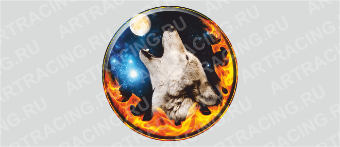 наклейка на запасное колесо звери цветные "Волк  и луна"