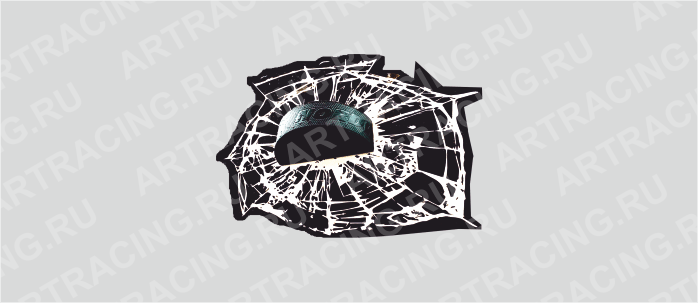 Наклейка 3D "Разбитое стекло (шайба D 75мм)", 160*220