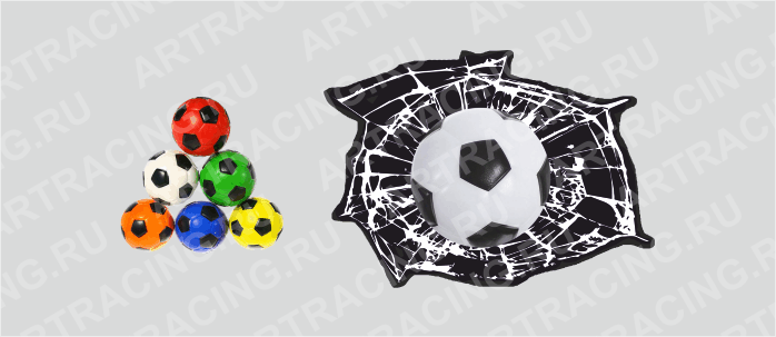 Наклейка 3D "Разбитое стекло (футбольный мяч D 75мм)", 160*220, цвета в ассортименте