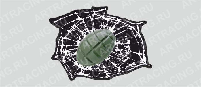 Наклейка 3D "Разбитое стекло (граната)", 160*220