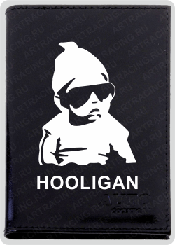 Обложка для автодокументов "HOOLIGAN (черные очки)", натуральная кожа