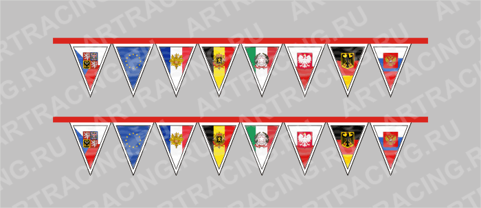 гирлянда треугольники (флаги-флаги) , пластик, 2-сторонняя